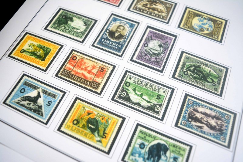 COLOR PRINTED LIBERIA [CLASS.] 1860-1940 STAMP ALBUM PAGES (59 illust. pages)