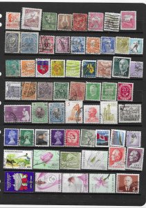 World Wide Collection of 61 Different Old Used Off Paper Stamps