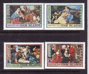 Cook Islands-Sc#1042-5-unused NH set-Christmas-Paintings-1990-