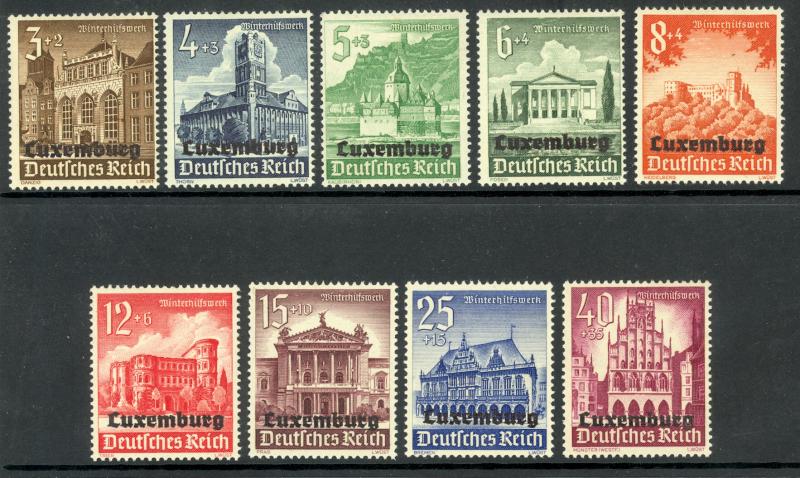 LUXEMBOURG 1941 GERMAN OCCUPATION Semi Postal Set Sc NB1-NB9 MH