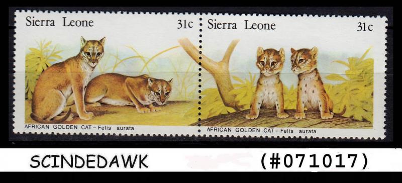SIERRA LEONE - 1981 AFRICAN GOLDEN CAT / ANIMALS - SE-TENANT 2V MNH