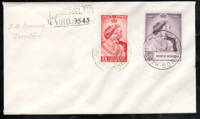 North Borneo #238 - #239 Very Fine Used On Registered First Day Cover