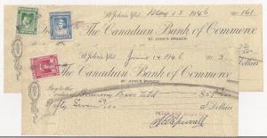 Newfoundland: 3 1946 checks w/ Royal Family issue #245 1944