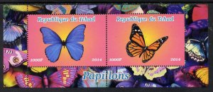 CHAD - 2014 - Butterflies - Perf 2v Sheet #4 - M N H - Private Issue