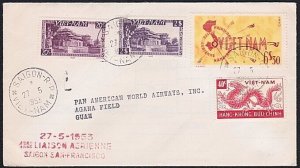 VIETNAM 1953 Pan American first flight cover Saigon to GUAM...............B6452