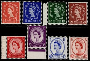 GB QEII SG587-594, COMPLETE SET GRAPHITE-LINED, NH MINT. Cat £110. 