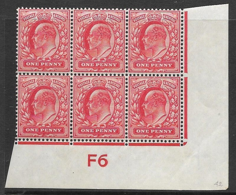 1d Scarlet Control F6 imperf perf type V2A plate 42 UNMOUNTED MINT