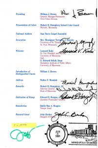 Signed USPS FDC Ceremony Program #2189 Hubert H. Humphrey Civil Rights  VP 1991