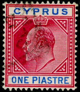 CYPRUS SG64, 1pi carmine & blue, FINE USED.