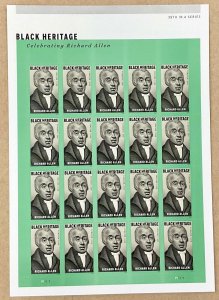 5056  Richard Allen   Black Heritage    MNH  Forever sheet 20   FV $13.60  2016