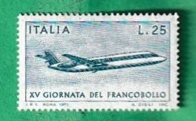 ITALY SCOTT#1135 1973 25L 15th STAMP DAY - MAIL PLANE