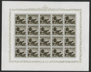 LIECHTENSTEIN, HUNTING ANIMALS I, FULL SET 1946 IN MINISHEETS MNH