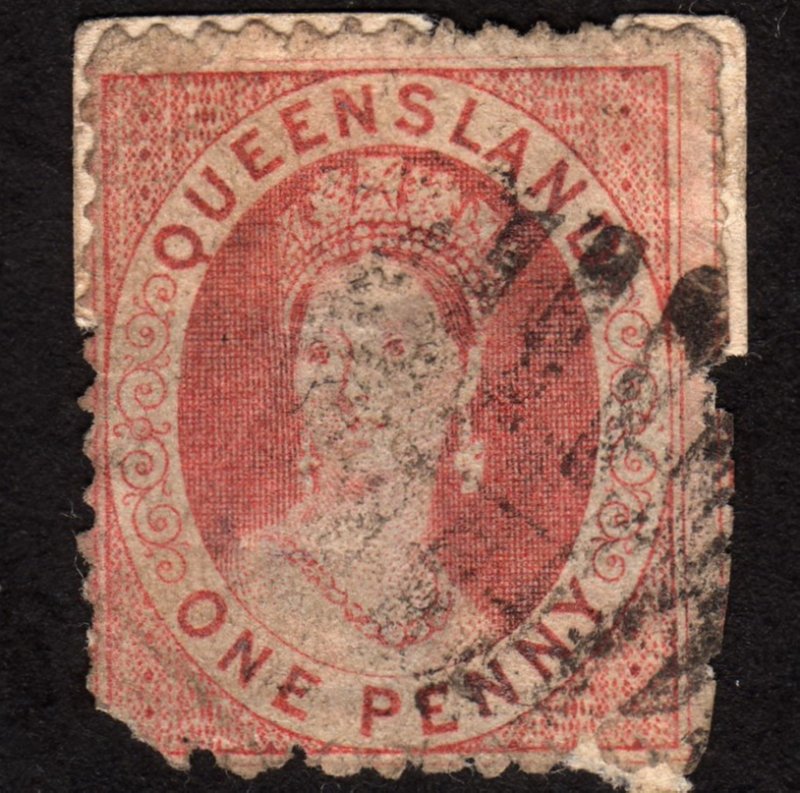 1868 Queensland 1p, Used, Sc 38