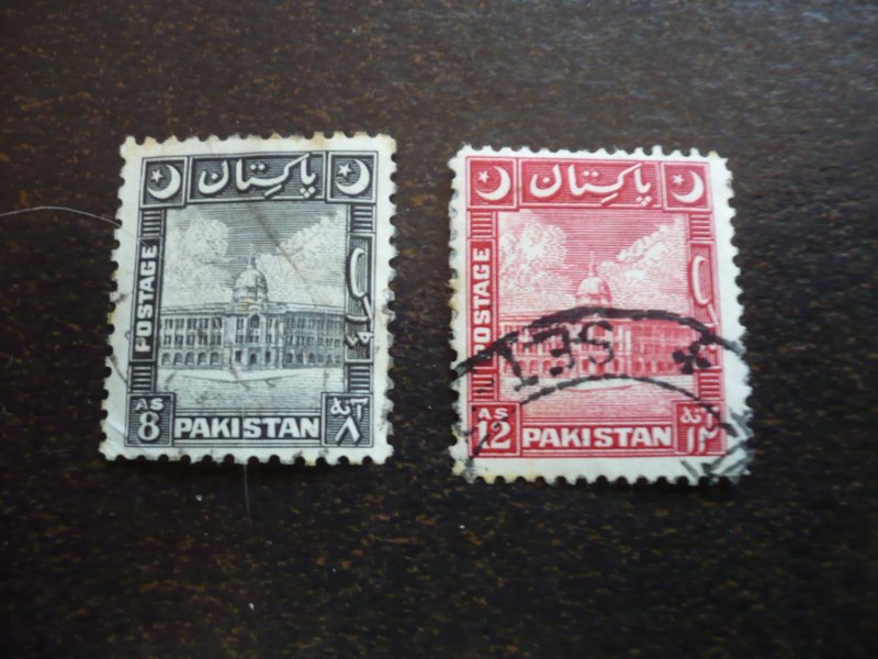 Stamps - Pakistan - Scott# 52, 54 - Used Partial Set of 2 Stamps