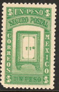 MEXICO G6, $1PESO INSURED LETTER. MINT, NH. F-VF