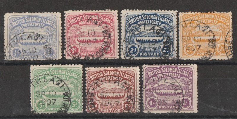 SOLOMON ISLANDS : 1907 Large Canoe set ½d to 1/-.