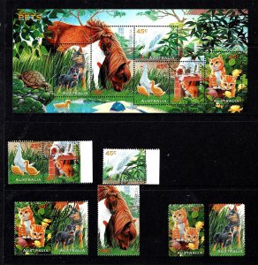 Australia 1996 Pets  Set of 6 + Self-adhesives + Miniature Sheet CTO