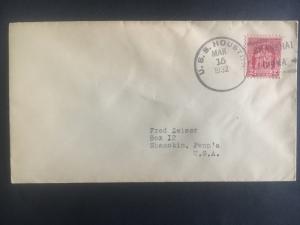 1932 US Navy Post Office Shanghai China Cover to USA USS Houston