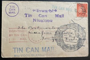 1938 Australia Tin Can Canoe Mail cover To Niuafoou Isle Tonga Toga