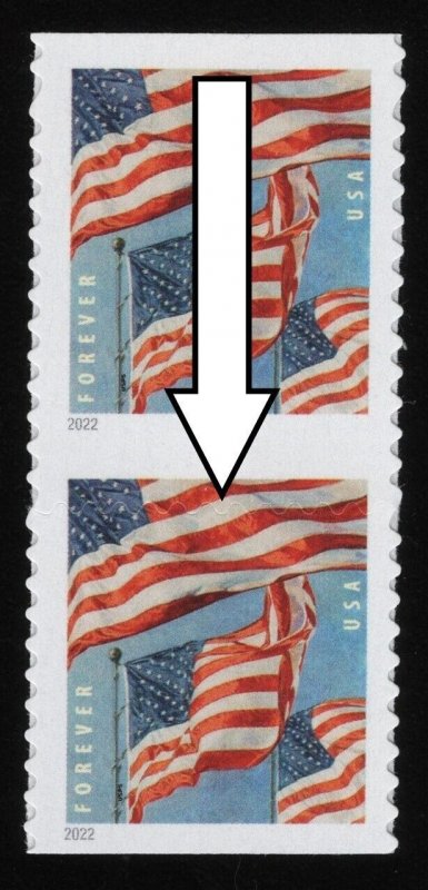 #5658 U.S. Flags, Misperf From Booklet, Mint **ANY 5=FREE SHIPPING**