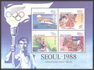 New Zealand Sc# B133a MNH Souvenir Sheet 1988 Summer Olympics