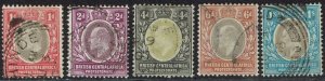 BRITISH CENTRAL AFRICA 1903 KEVII 1D TO 1/- WMK CROWN CA USED