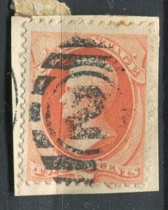 USA; 1870s early classic Jackson 2c. issue used Shade + Postmark, Numeral 2