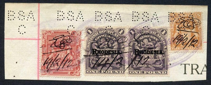 Rhodesia SG74 and SG113 Two Pounds Rose-red 