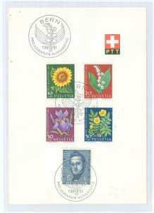 Switzerland B308-12 1961 Semi-postals Nice FD presentation folder (PTT). Zumstein=19 SFr as used on plain cover