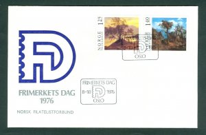 Norway. 1976 FDC. Cachet Stamp Collectors Day Art Paintings.  Sc. # 683-684.