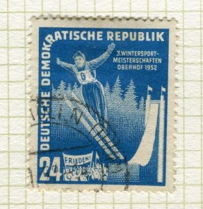 EAST GERMANY; 1952 early Winter Sports issue fine used 24pf value