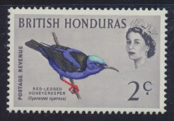 British Honduras SG 203 SC # 168 MLH  Birds Honeycreeper  see scans