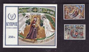 Cyprus-Sc.#335-7-Unused NH set & sheet-Christmas-1969-