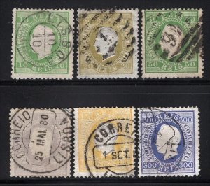 Portugal 1870-80 King Luiz 6 Values Perf 12.5 FVF Used CV$150