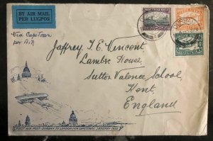1932 Durban South Africa First Flight Cover FFC To Kent England Via Capetown