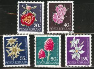 ROMANIA Scott 2331-5 used CTO 1972 Flower stamp short set