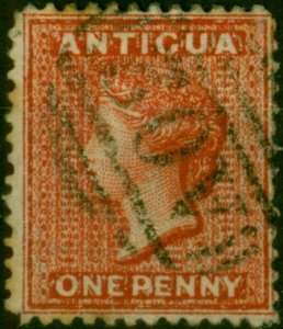 Antigua 1872 1d Scarlet SG14x Wmk Reversed Good Used