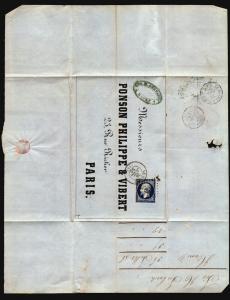 France 1856 Commercial Circular to Paris - Z15700