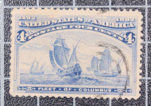 Scott 233 4 Cents Columbian Used Nice Stamp SCV - $8.00