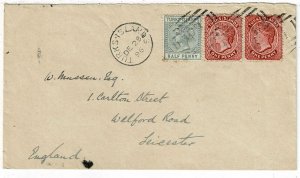 Turks Islands 1896 cover to England, SG 62, 70, Scott 45, 48