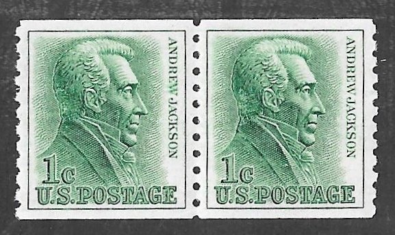 1225A 1 cent Jackson Coil Pair (1966) Stamp mint OG NH EGRADED XF 90 XXF