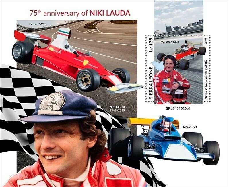 SIERRA LEONE  2024 75th BIRTH OF NIKI LAUDA SHEET & 2 S/S'S MINT NH