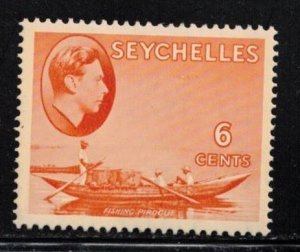 SEYCHELLES Scott # 128 MH - KGVI & Boat - Fishing Porogue