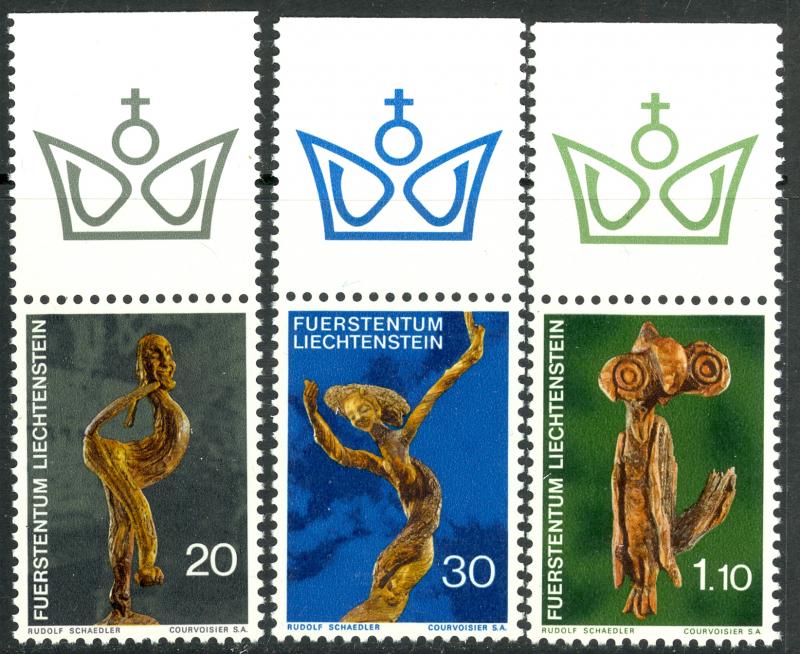 LIECHTENSTEIN 1972 Wood Sculptures Set Sc 506-508 MNH