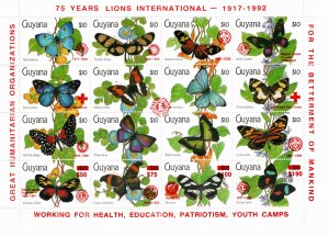 Guyana 1992 MNH Sc 2604 RED overprint sheet of 16