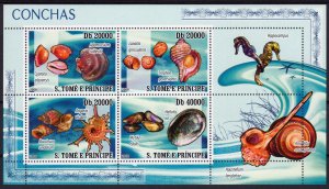 Sao Tome and Principe 2008 SEA SHELLS MARINE LIFE  Souvenir Sheet MNH