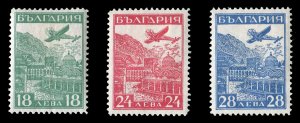 Bulgaria #C12-14 Cat$152, 1932 Rila Monastery, set of three, hinged