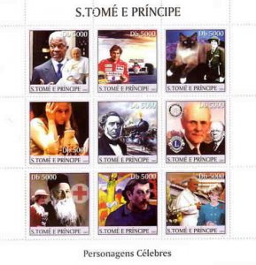 St Thomas - Celebrities - 9 Stamp  Sheet ST3302