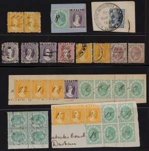 NATAL 1864-77 QV Revenues collection. Seldom seen. (20).