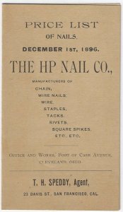 1896 - California Nail Company Pricelist - Ephemera 1105